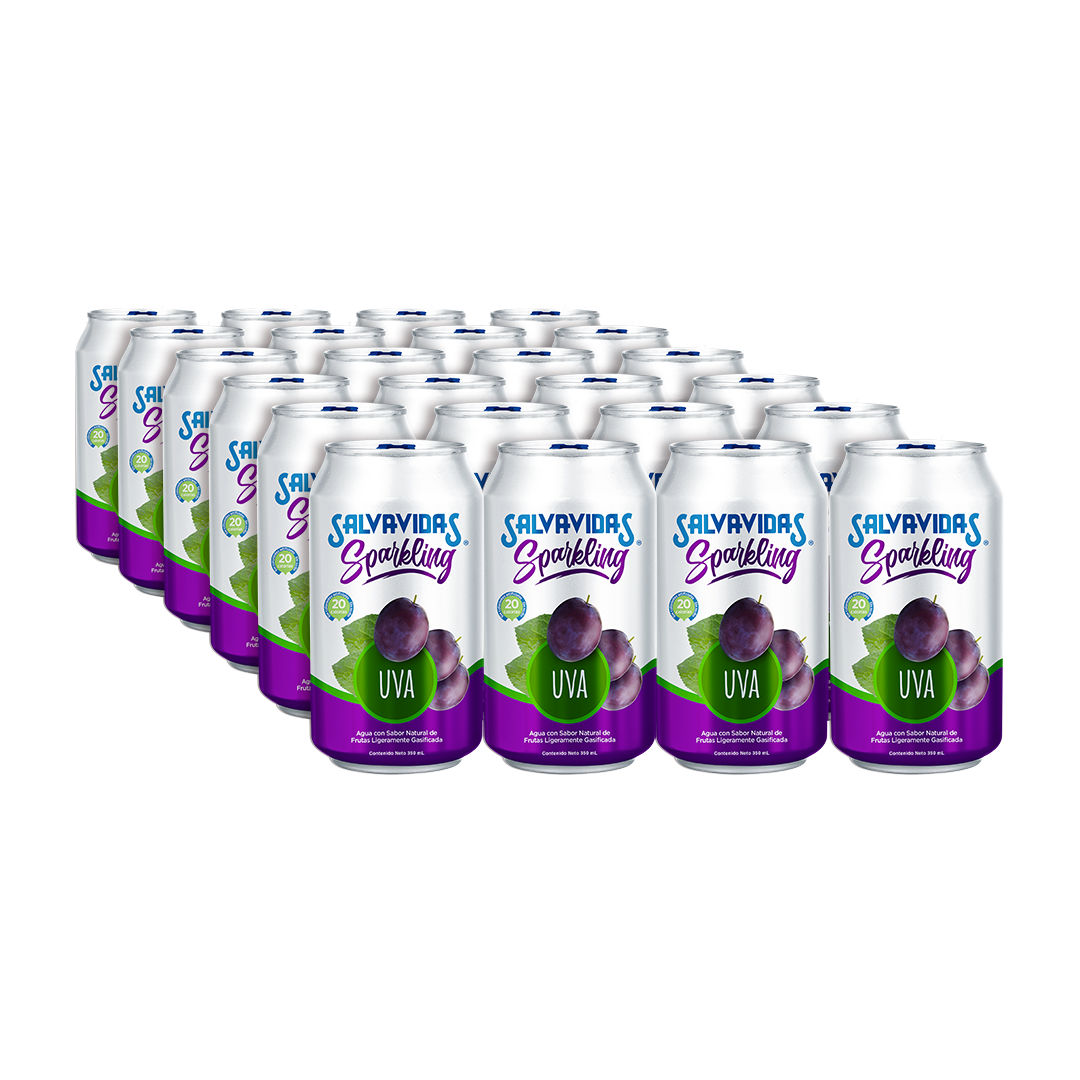 24 Pack Agua Pura Salvavidas Uva en Lata